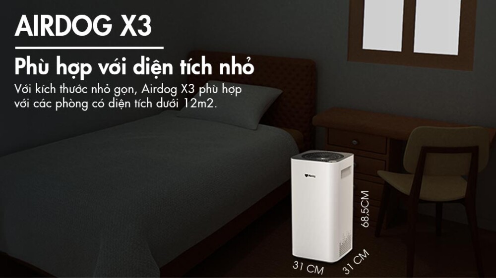 Máy lọc không khí Airdog X3 phù hợp với diện tích nhà nhỏ